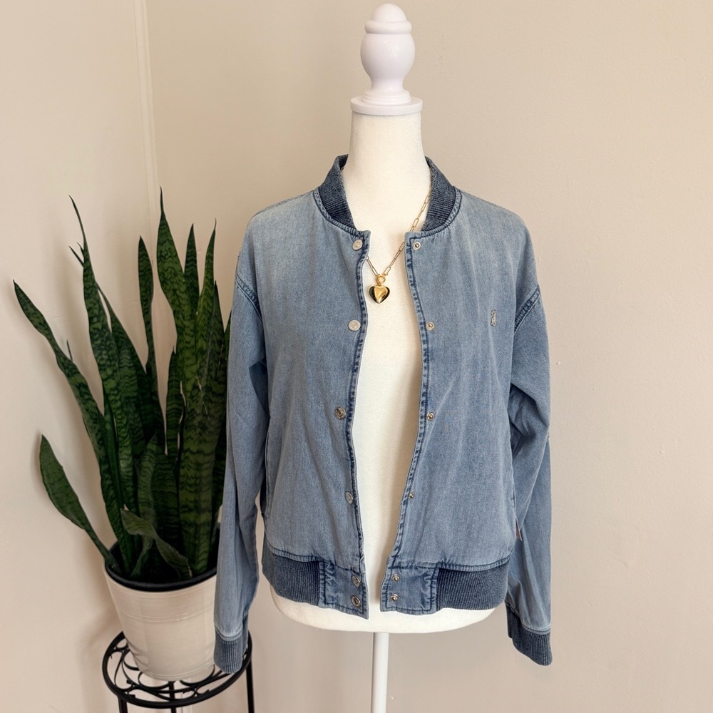 Juicy Couture | Lightweight Denim Blue Bomber Jacket - Picture 2 of 9